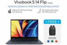 ASUS Vivobook 14 Flip Laptop 2-in-1 Tahan Lama Baterai Seharian